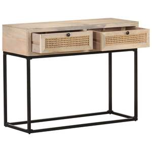 Solid Mango Wood and Natural Cane <b>Console</b> <b>Table</b> 39.4"x13.8"x29.9"-Elegant and Durable Home Furniture - Product Image 3