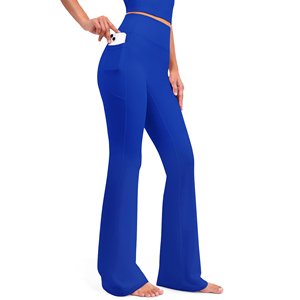 Crossover Flare <b>Leggings</b> Women High Waisted Yoga Pants Plain Front <b>Flared</b> Tights Bootcut Workout Weight Lifting Gym Wear - Product Image 4