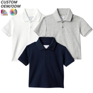 Polo d'été pour garçons, uniformes d'extérieur, vente en gros, pas cher, t-shirt pour enfants à manches courtes en polyester/coton tricoté respirant à rayures - Product Image 3