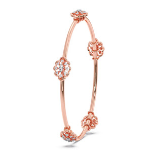 Bracelet Halo floral en or rose avec diamants ronds cultivés en laboratoire - Product Image 4