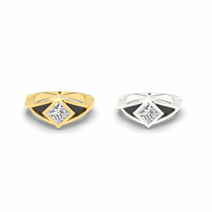 Bague à profil coupé de précision, autre, 5 mm, diamant synthétique blanc, peinte à la main, plaqué or blanc rose 18 carats - Product Image 1