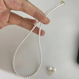 Collar de Perlas Akoya de Agua Dulce Redondas en Oro Amarillo de 18K, Extremadamente Brillante, Cadena para Suéter Estilo Baby Zhuji - Product Image 2