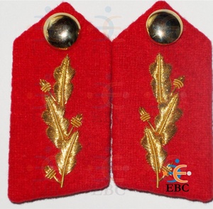 Écussons Gorget OEM pour le personnel de cérémonie uniforme col rouge Blazer or broderie Gorget Patch sergé tissu col Patch Gorget - Product Image 1