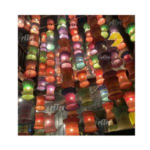 Ensemble coloré de 7 lanternes ethniques vietnamiennes en brocart, lanternes ethniques H'Mong en brocart de montagne, couleurs assorties, Helen 99GD Shop - Product Image 2