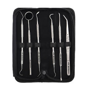 Kit d'étudiant en dentisterie, 6 pièces, ensemble d'outils d'hygiène dentaire en acier inoxydable, instruments professionnels de soins bucco-dentaires pour l'élimination de la plaque dentaire et du tartre - Product Image 1