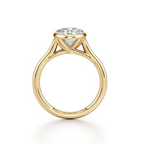 Bague de fiançailles solitaire en or jaune 9 carats avec diamant de laboratoire ovale de 1,10 carat, sertie clos, bijoux fins de mariée - Product Image 5