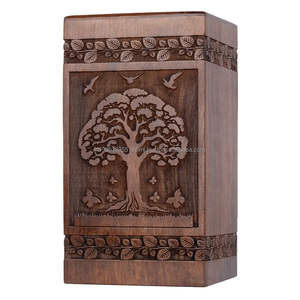 Urnas de cremación de madera personalizadas de alta calidad al por mayor, cajas con grabado del Árbol de la Vida, recuerdo funerario para cremaciones. - Product Image 3