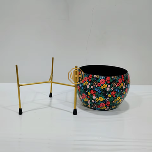 Pot de fleurs en métal à motif terrazzo, support trépied doré, motif mosaïque coloré, pot de fleurs d'intérieur, décoration de table, vente en gros B2B - Product Image 6