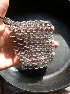 Best Quality Metal Chainmail Scrubber For Cleaning Cast Iron Pans And <b>Cookware</b> With Strong Stainless Steel Rings - Product Image 5