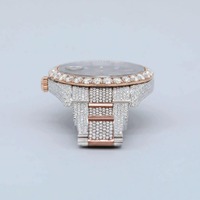 Montre mécanique en or blanc certifiée VVS1 Moissanite personnalisable, style hip-hop, automatique, unisexe, pour homme