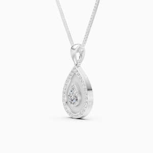 Collar Clásico de Diamantes en Oro Blanco para Mujer, Corte Brillante Redondo, Joyería de Compromiso Certificada, Engaste Pavé - Product Image 3