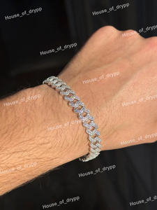 Pulsera Cubana de Plata 925 con Incrustaciones de Diamantes Moissanite Blancos para Uso Diario Unisex - Product Image 2