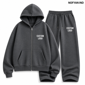 Fabricant de survêtements personnalisés en molleton épais, ensemble sweat à capuche et pantalon de jogging, vêtements OEM sous marque privée, usine de vente en gros mondiale - Product Image 1