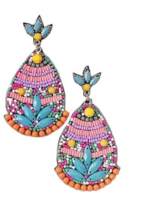 Customized seed beaded embroidery <b>handmade</b> <b>earring</b> for girls hole sale best price from India - Product Image 4