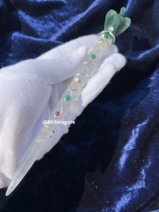 Juego de cristales curativos de varita de selenita de Ángel de Aventurina verde hecho a mano para limpieza de energía Reiki Feng artesanías de piedra semipreciosa - Product Image 2