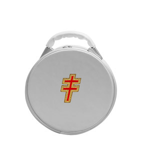 White 33rd Degree Scottish Rite Machine Embroidery Imitation Leather Lightweight Round Shape <b>Masonic</b> Cap <b>Case</b> Without Strap - Product Image 1
