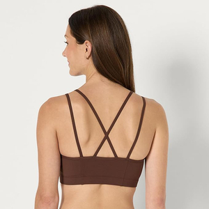 Unique Brown Double Strap Sports Bra For Women <b>Padded</b> Cross Back Sexy Gym Fitness Bra Chocolate Color Yoga <b>Running</b> Activewear - Product Image 2