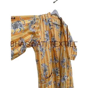 Kimono de algodón 100% con estampado de bloques indios, suave, transpirable, tamaño libre, con diseño floral de espagueti para primavera y verano - Product Image 6