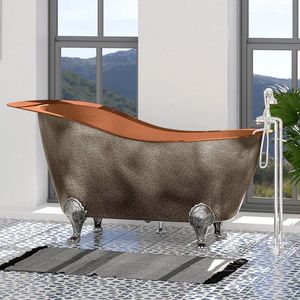 Bañera de Cobre Independiente con Acabado Antiguo, Bañera de Lujo Hecha a Mano con Doble Extremo, Bañera Ovalada Elegante Personalizada OEM - Product Image 5