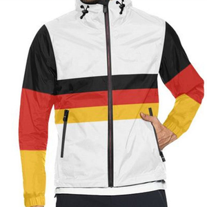 Veste de course coupe-vent pour homme, style sportif, avec blocs de couleur drapeau allemand, fermeture éclair et col montant, idéale pour le printemps - Product Image 1