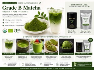 Matcha en Polvo Orgánico Japonés de Primera Calidad, Segunda Cosecha, Mezcla de Kagoshima, Bolsa de 1 kg, OEM, Grado Barista - Product Image 5