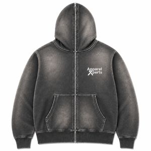 Custom Sun Fade Full Zip Hoodie Heavyweight Cotton Fleece Vintage Washed Streetwear Zip Up Hoodie - Product Image 5
