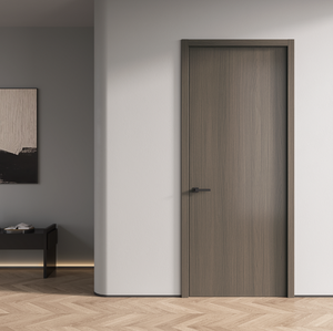 Marco de Puerta Precolado Moderno Impermeable de Apertura Lateral de Madera Compuesta PVC para Interiores, Puerta de Entrada de Madera para Apartamento, Dormitorio, Baño - Product Image 5