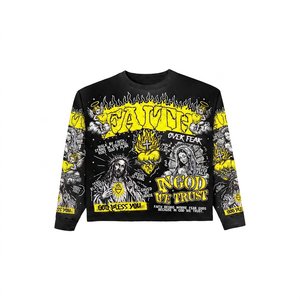 <b>Men's</b> <b>Black</b> Long Sleeve T-Shirt With Religious Print Jersey Cotton casual jersey shirt Cotton breathable t-shirt Regular fit - Product Image 5