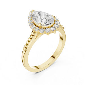 Anillo de Uso Diario para Mujer en Oro Blanco de 14K con Diamantes Cultivados en Laboratorio en Forma Redonda y de Pera |   Diamante Cultivado Nuevo - Product Image 4