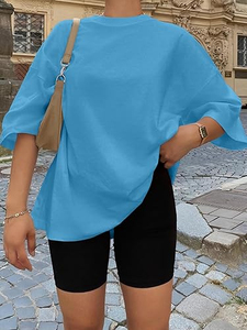 T-shirt long oversize pas cher pour femme, grandes tailles, hauts d'entraînement, t-shirts vierges pour femme, t-shirt long oversize pas cher - Product Image 5