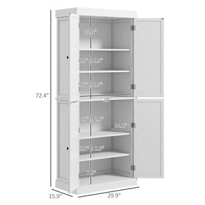 Elegant 72\" White <b>Kitchen</b> <b>Pantry</b> Cabinet with Storage Doors and Shelves - Product Image 3
