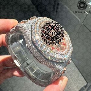 Charm_Jewells Luxury Men Stainless Steel <b>Watch</b> Round 43mm Analog Quartz Sapphire Crystal <b>Diamond</b> Bracelet Fashion - Product Image 3