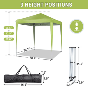 Carpa de Camping Gris Verdosa de 6.5x6.5 Pies, Práctica, Impermeable, Plegable en Ángulo Recto, con Dos Puertas y Dos Ventanas - Product Image 6