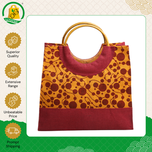 Sac de shopping en toile de jute de taille moyenne, imprimé à pois, personnalisé, écologique, de qualité supérieure, nouveau style, avec poignée à cordon - Product Image 2