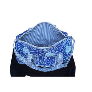 Bolso de hombro acolchado tipo tote de algodón con estampado a mano, ecológico y sostenible, para compras, playa, estilo bohemio, fin de semana, otoño, con cremallera - Product Image 6