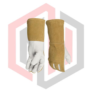 ถุงมือป้องกันความร้อนสำหรับนักดับเพลิง ถุงมือเชื่อมโลหะเพื่อความปลอดภัยในอุตสาหกรรม ป้องกันไฟไหม้ หนังแท้กันการบาด ขนาด 14 นิ้ว ปราศจากซิลิโคน - Product Image 5