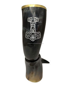 Antique Customized Agate Natural Drinking Horn <b>Mug</b> Unique Design Viking Carving Style Highly Finished <b>Flower</b> Natural Crafts - Product Image 2