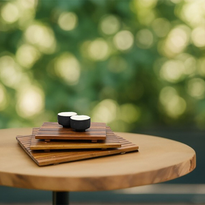 Wooden Rectangle <b>Table</b> Mat Set Non Slip Wabi Sabi Design Natural Finish Eco Friendly Reusable Dining Coaster Pad 30cm x 25cm - Product Image 1