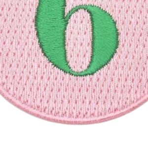 Pretty Girl Number 6 <b>Patch</b> Pink & Green Embroidered Round Applique Iron On Sew On Badge for <b>Jackets</b> Bags Hats DIY Garment - Product Image 3
