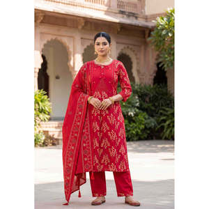 Ensemble Kurti Pantalon Dupatta pour femmes - Tenue élégante en trois pièces - Product Image 1