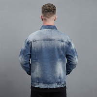 Veste en jean vintage tendance pour homme, idéale pour l'hiver, style décontracté, logo brodé en chenille sur le devant, coupe-vent.