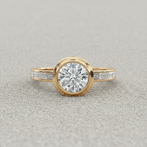 Bague de fiançailles en or massif sertie de diamants Stonewels Channel Set |   pour diamant cultivé en laboratoire certifié |   Diamant moderne serti de griffes de luxe - Product Image 4