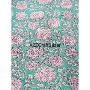 Tissu en coton 100% imprimé à la main en Inde pour femmes et filles - Matière écologique respirante et à séchage rapide pour vêtements - Product Image 5