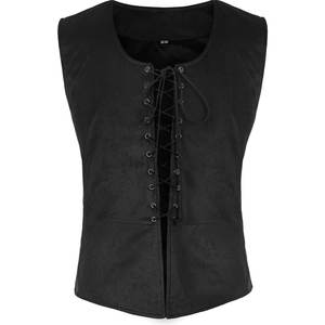 Gilet da Uomo Rinascimentale Pirata Medievale, Gilet Gotico Steampunk con Lacci Frontali per Cosplay - Product Image 1