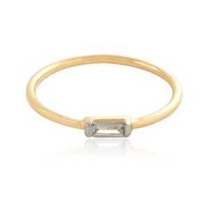 แหวนเพชรทรงบาแกตต์ธรรมชาติ ทองคำขาว 14k วงบาง ดีไซน์สวยงาม ของขวัญวันเกิดสำหรับเธอ แหวนซ้อนกันได้ ขายส่งเครื่องประดับ - Product Image 1