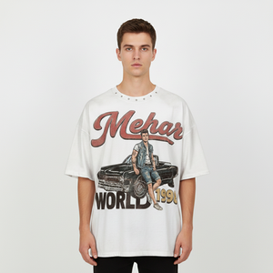 เสื้อยืดโอเวอร์ไซส์ทรงครอป แขนสั้น พิมพ์ลายวินเทจ ผ้าเจอร์ซีย์คอตตอน คอกลม ลายกราฟิก สำหรับผู้ชาย ยี่ห้อเมห์าร์ ดีไซน์ปี 1998 - Product Image 3