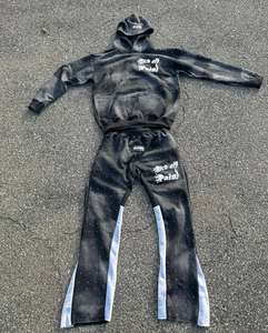 Ensemble de survêtement streetwear pour homme, sweat à capuche court en coton brodé personnalisé OEM et pantalon de jogging - Product Image 1