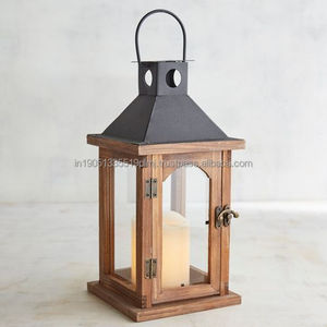 Candelabros y tarros de madera de mango personalizados al por mayor, candelabros decorativos de Navidad de madera, candelabros y farolillos de madera - Product Image 3