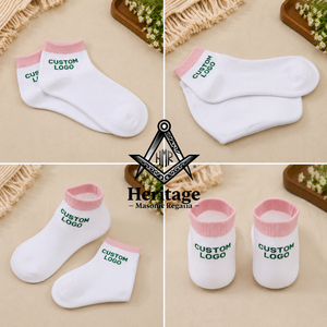 HMR Custom Alpha Kapa Women White Pink Ankle Ribbed Sports Socks Two Tone Stripe Comfortable Stretch <b>Machine</b> Wash - Product Image 4
