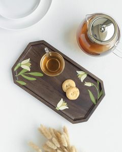 Plateau à collation en bois peint à la main Florence, plateau de service décoratif, plateau de service pour desserts, disponible à la vente au prix le plus bas - Product Image 1